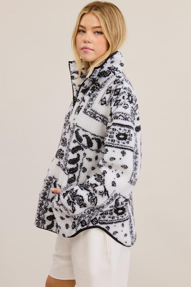 Ivory Paisley Sherpa Pullover