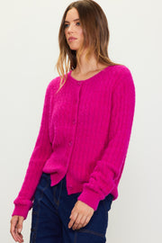 Magenta Button Down Cardigan