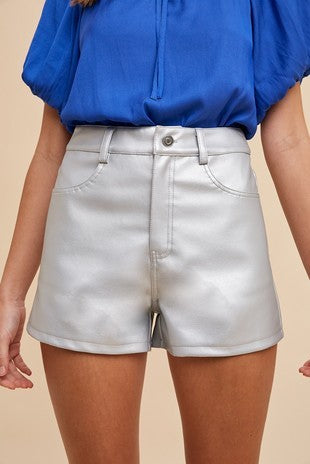 Silver High Waisted Shorts