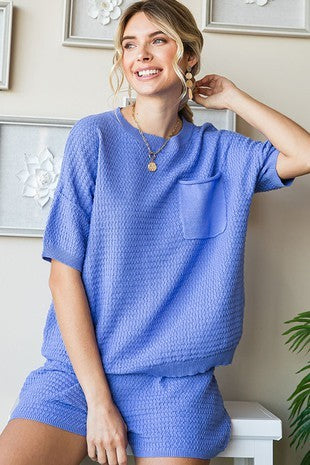 Periwinkle Textured Knit Top