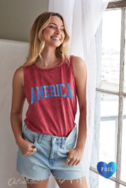 Red America Foil Tank