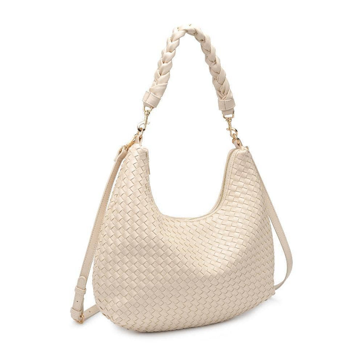 Cream Sabrina Woven Hobo Purse