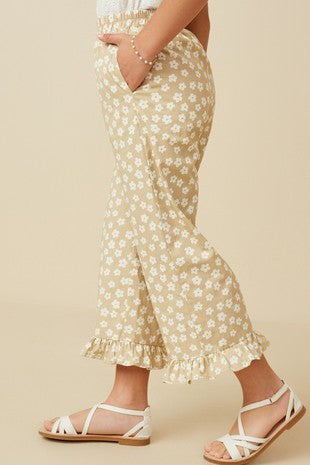 Floral Ruffle Hem Pants