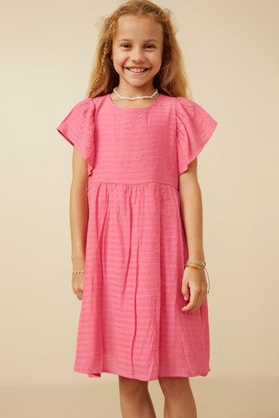 Pink Puff Sleeve Textured Dress - 9/10