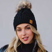 Black Cable Knit Hat
