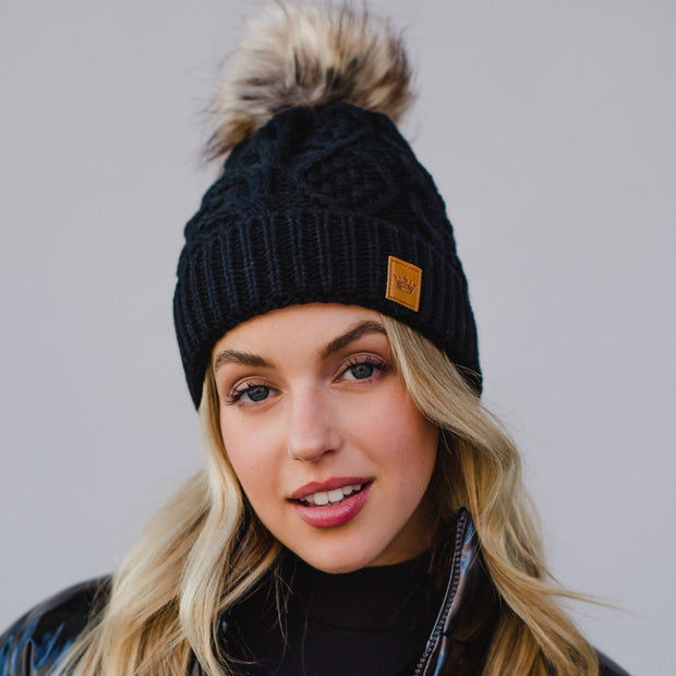 Black Cable Knit Hat