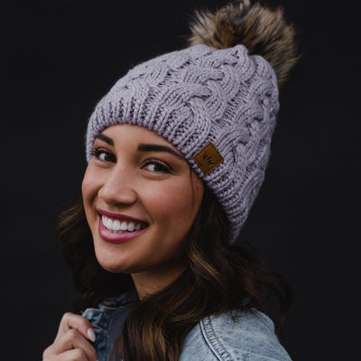 Lilac Cable Knit Hat