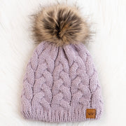Lilac Cable Knit Hat