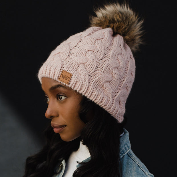 Blush Cable Knit Hat