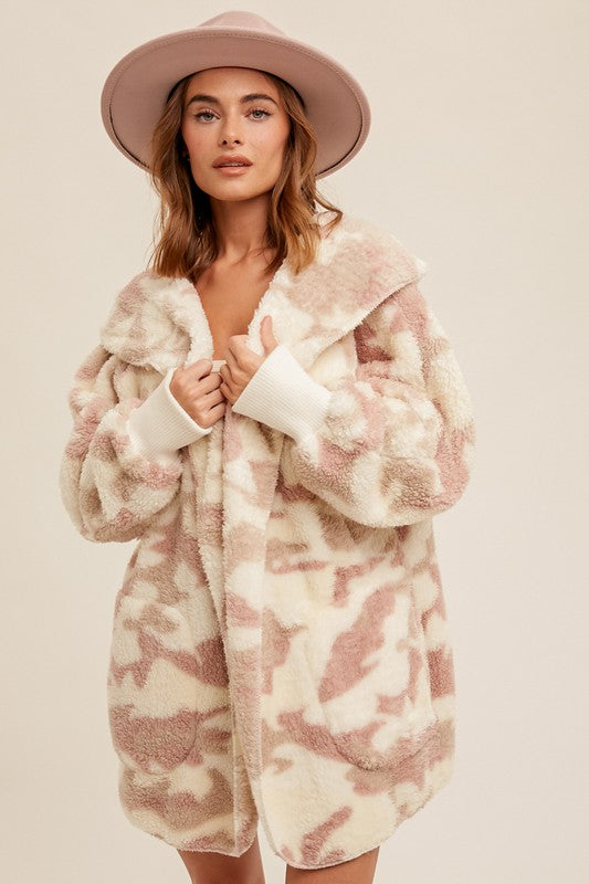 Camo Mauve Faux Fur Hooded - Midnight Madness Doorbuster