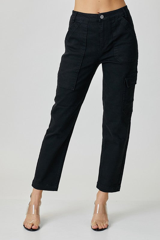 Black High Rise Cargo Jeans