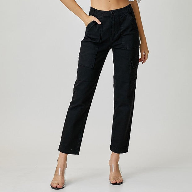 Black High Rise Cargo Jeans
