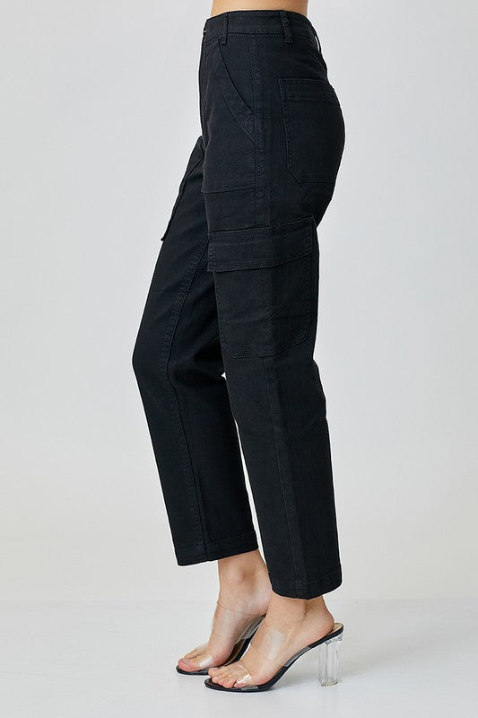 Black High Rise Cargo Jeans