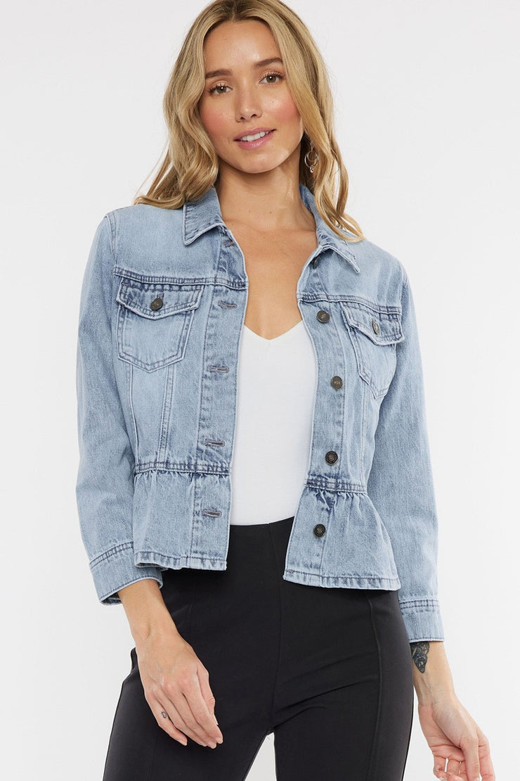 Peplum Denim Jacket-XL