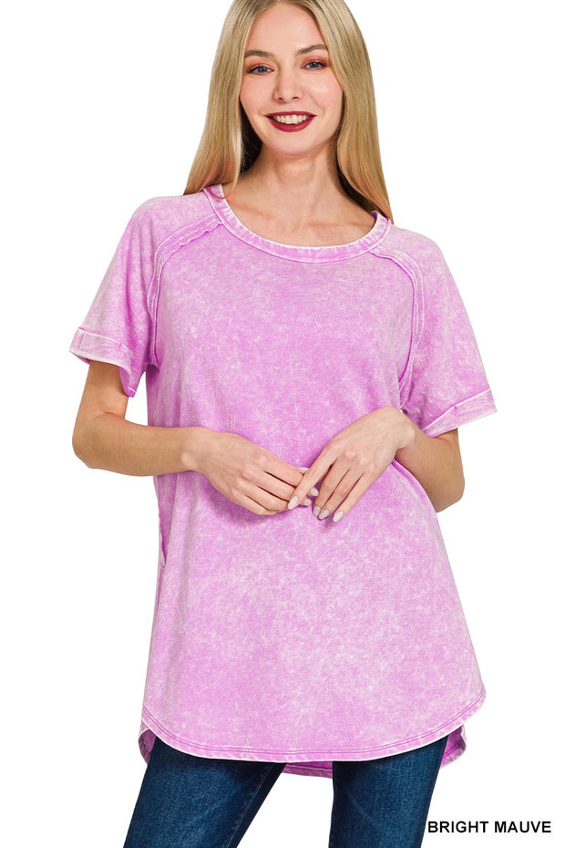 Purple Acid Wash Raglan Shirt