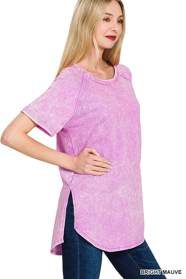 Purple Acid Wash Raglan Shirt