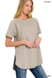 Stone Acid Wash Raglan Shirt
