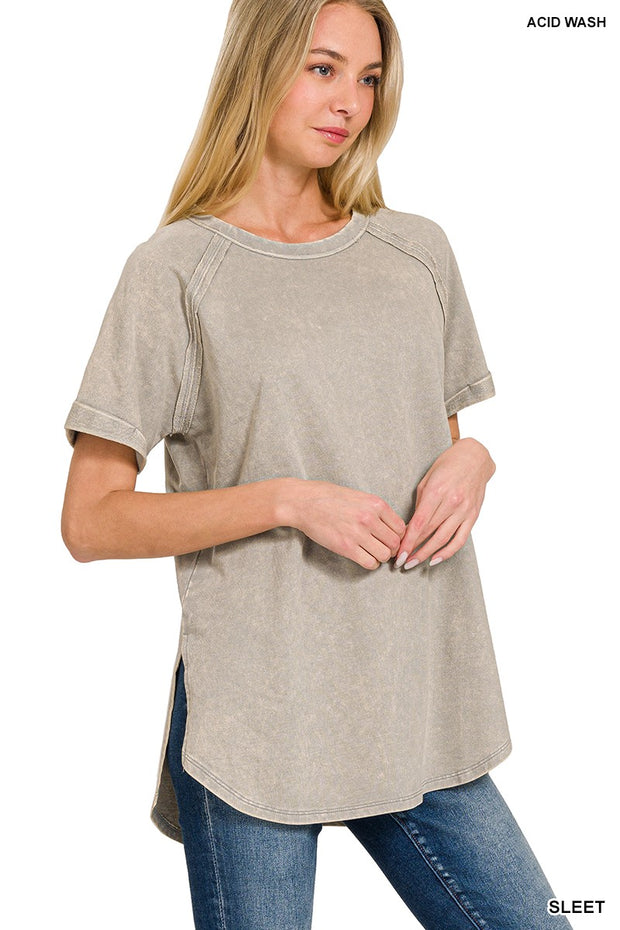 Stone Acid Wash Raglan Shirt