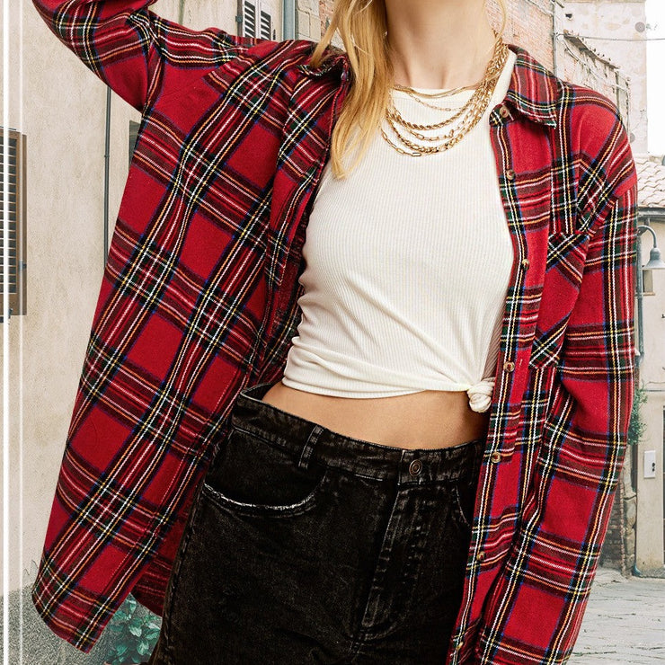 Red Plaid Button Up - Small