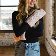 Blush Cable Knit Mittens
