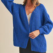 Blue Cable Knit Cardigan