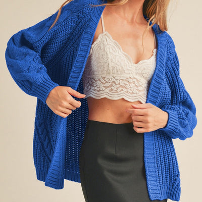 Blue Cable Knit Cardigan