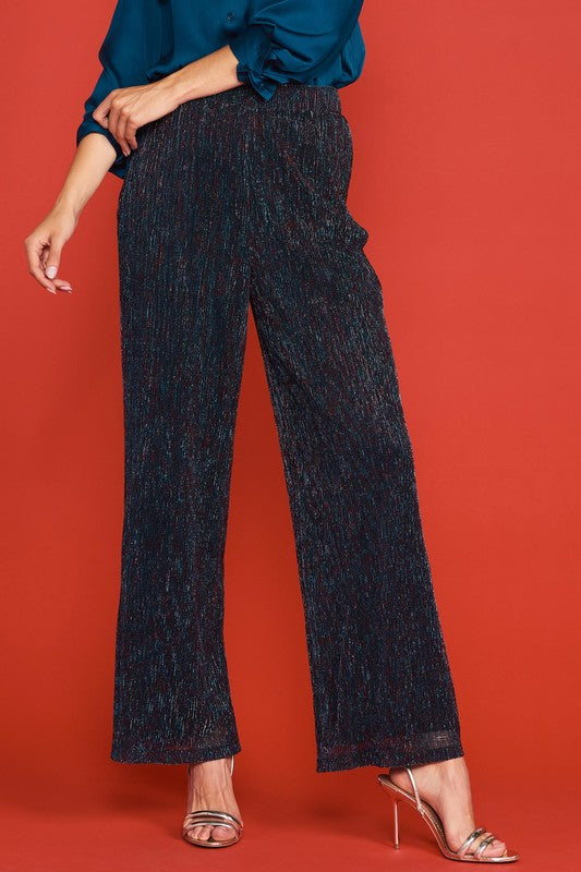 Black Teal elastic waist pants