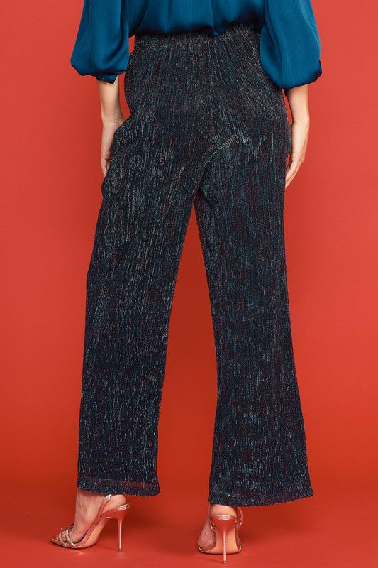 Black Teal elastic waist pants