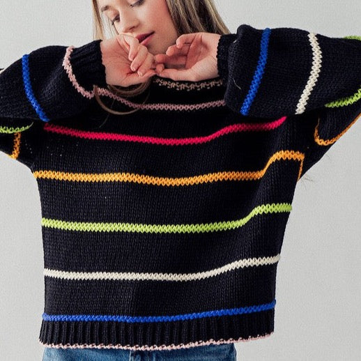 Black Rainbow Striped Sweater