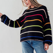Black Rainbow Striped Sweater
