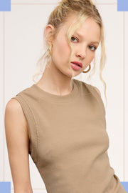 Tan Crew Neck Tank Top