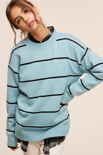 Sky and black striped sweater