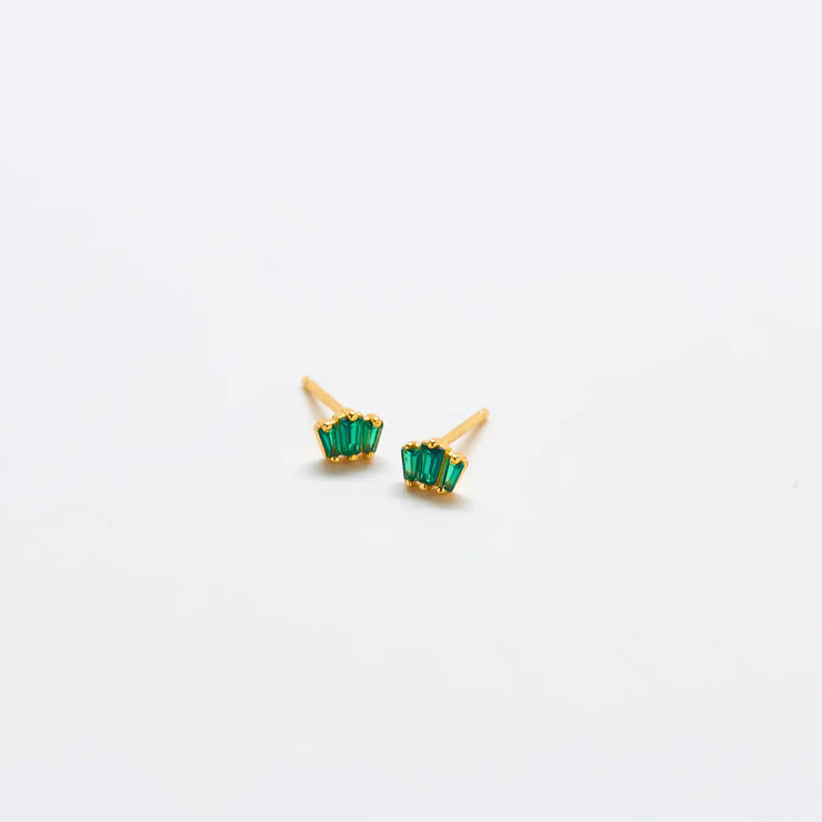 Green Trio Baguette Studs