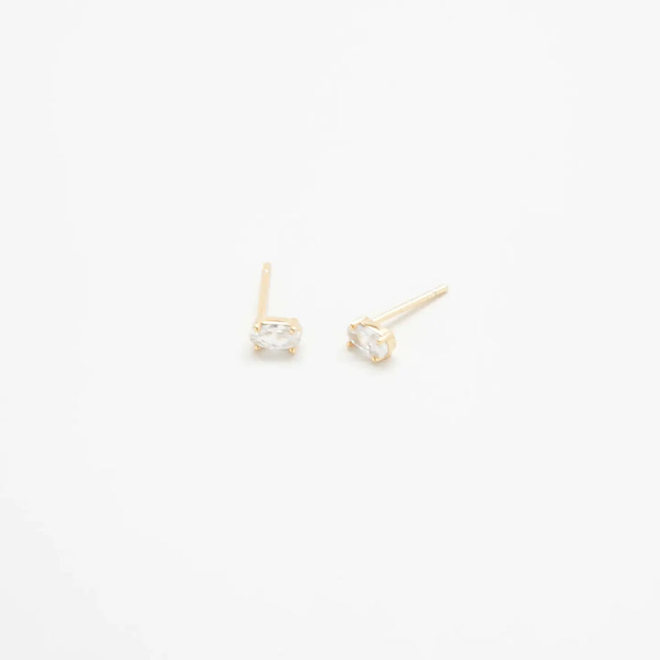 White Oval Studs