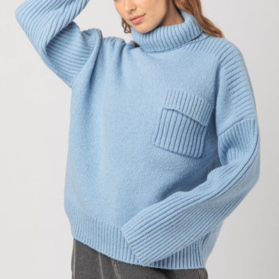 Sky Ribbed Knit Sweater
