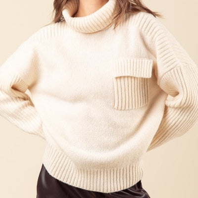 Cream Ribbed Knit Sweater