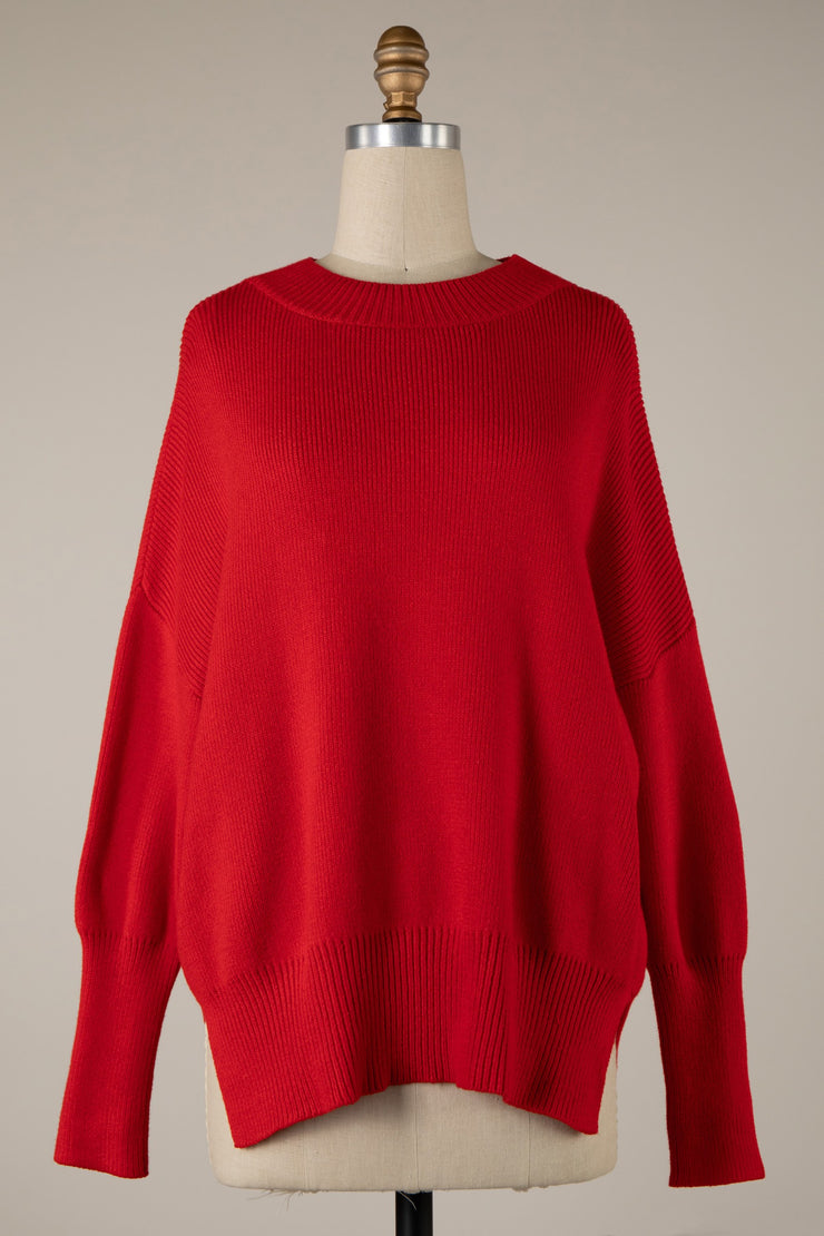 Red Mock Neck Sweater