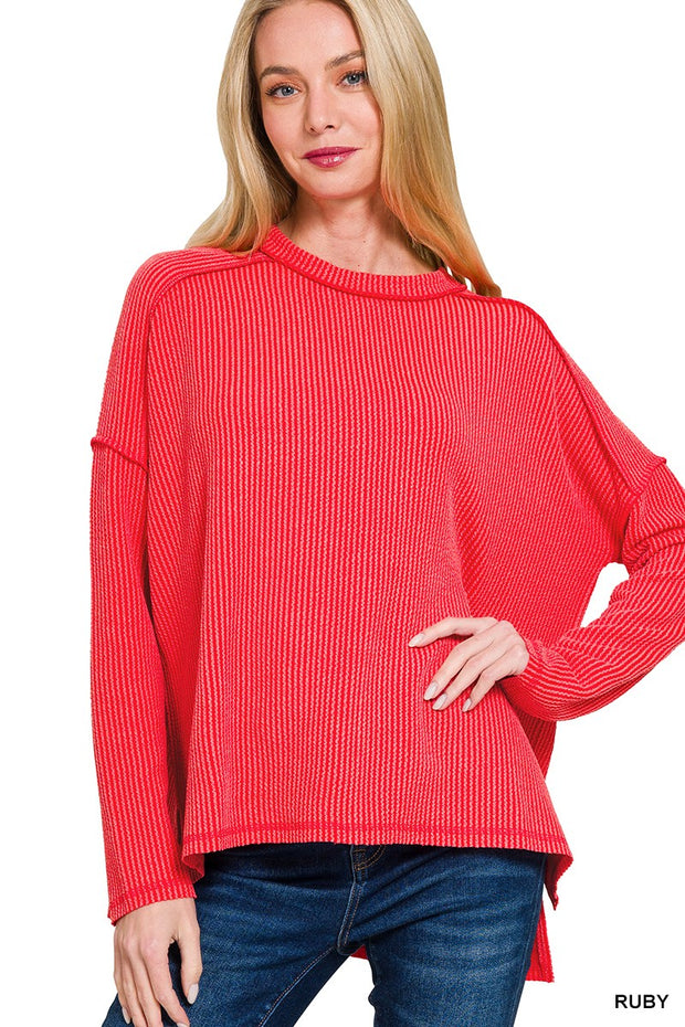 Ruby Ribbed Boat Neck Top