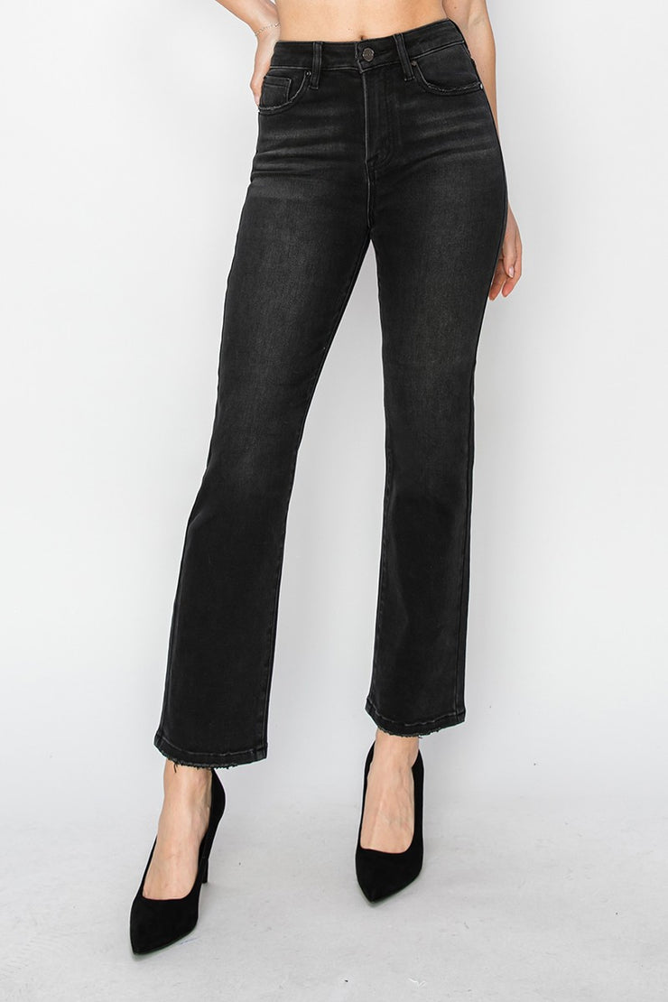 Black High Rise Straight Jeans