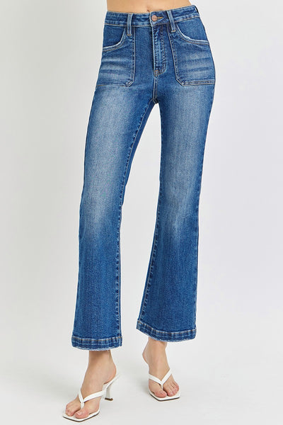 High Rise Patch Pocket Jeans