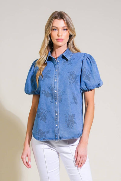 Puff Sleeve Denim Top