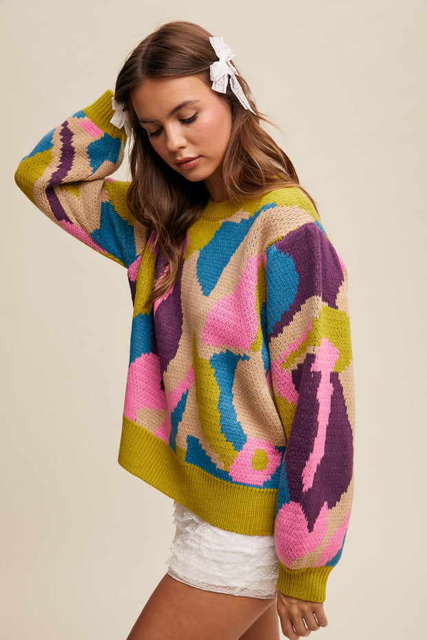 Lemon Mix Abstract Sweater