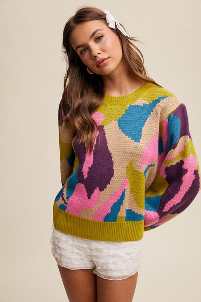 Lemon Mix Abstract Sweater