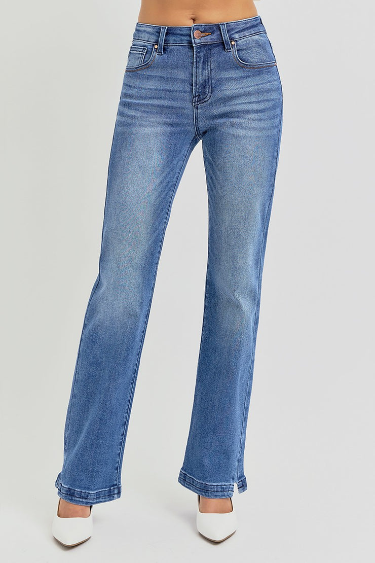 Mid Rise Ankle Slit Jeans