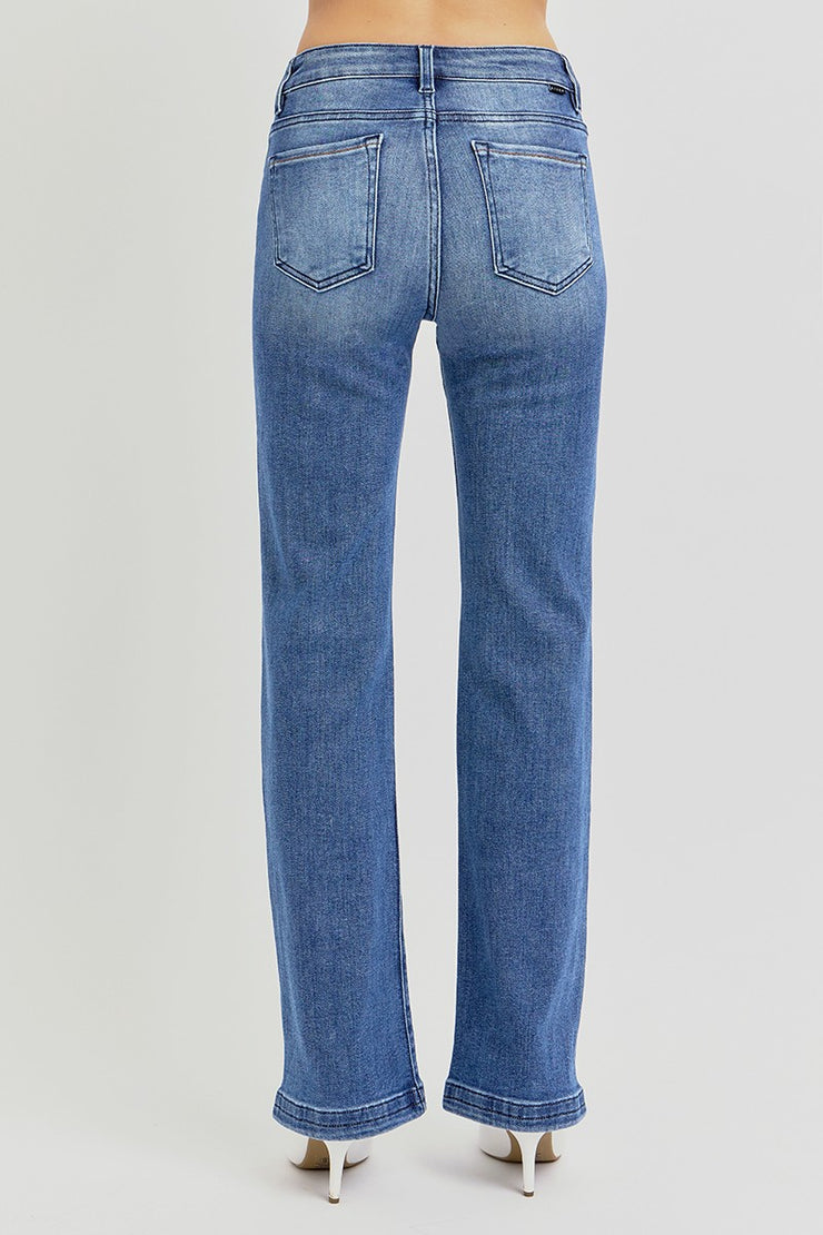 Mid Rise Ankle Slit Jeans