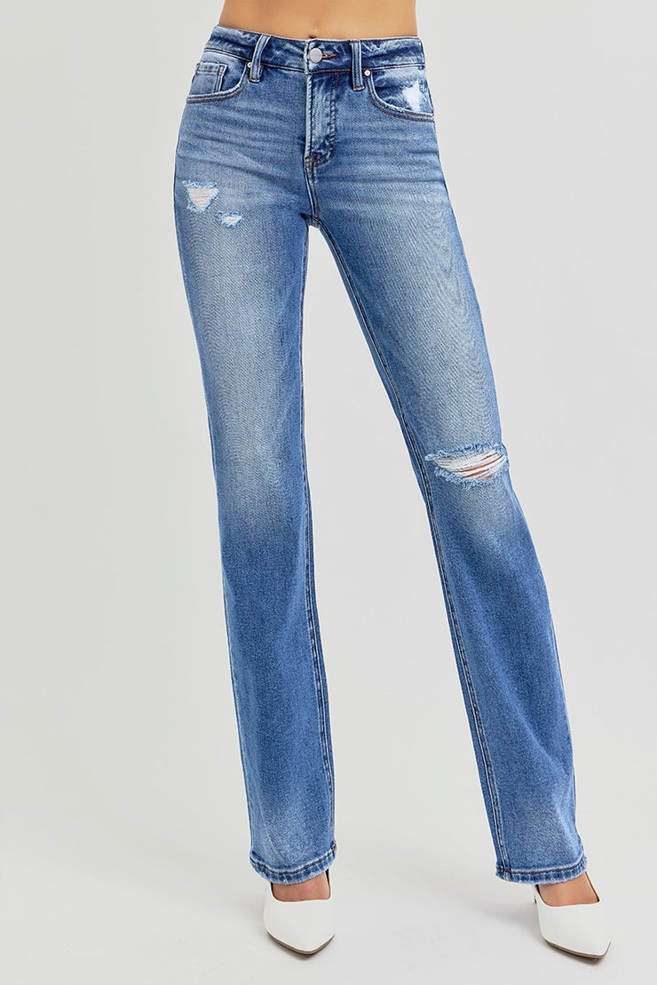 High Rise Distressed Ankle Jeans