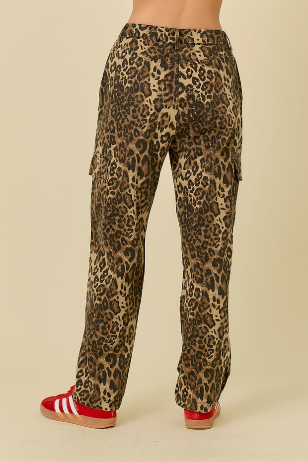 Cargo Leopard Print Pants