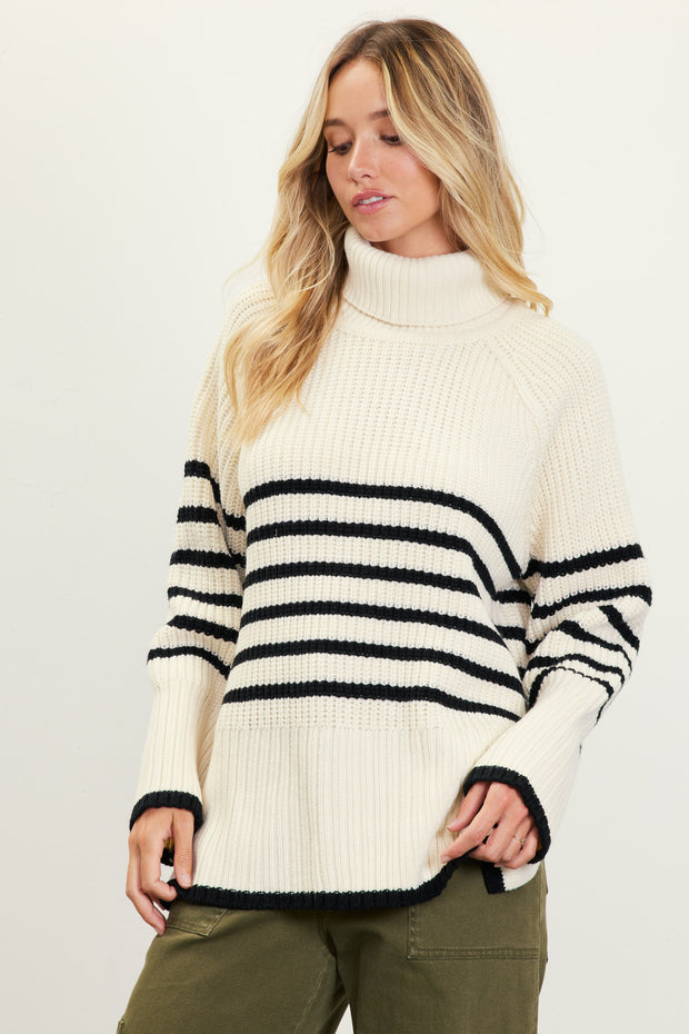 Striped Turtleneck Sweater