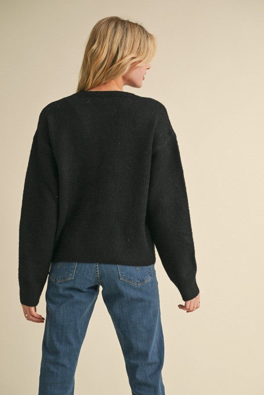 Black Bow Pattern Sweater