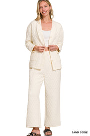 Beige Quilted Jacket and Pants Set-XL